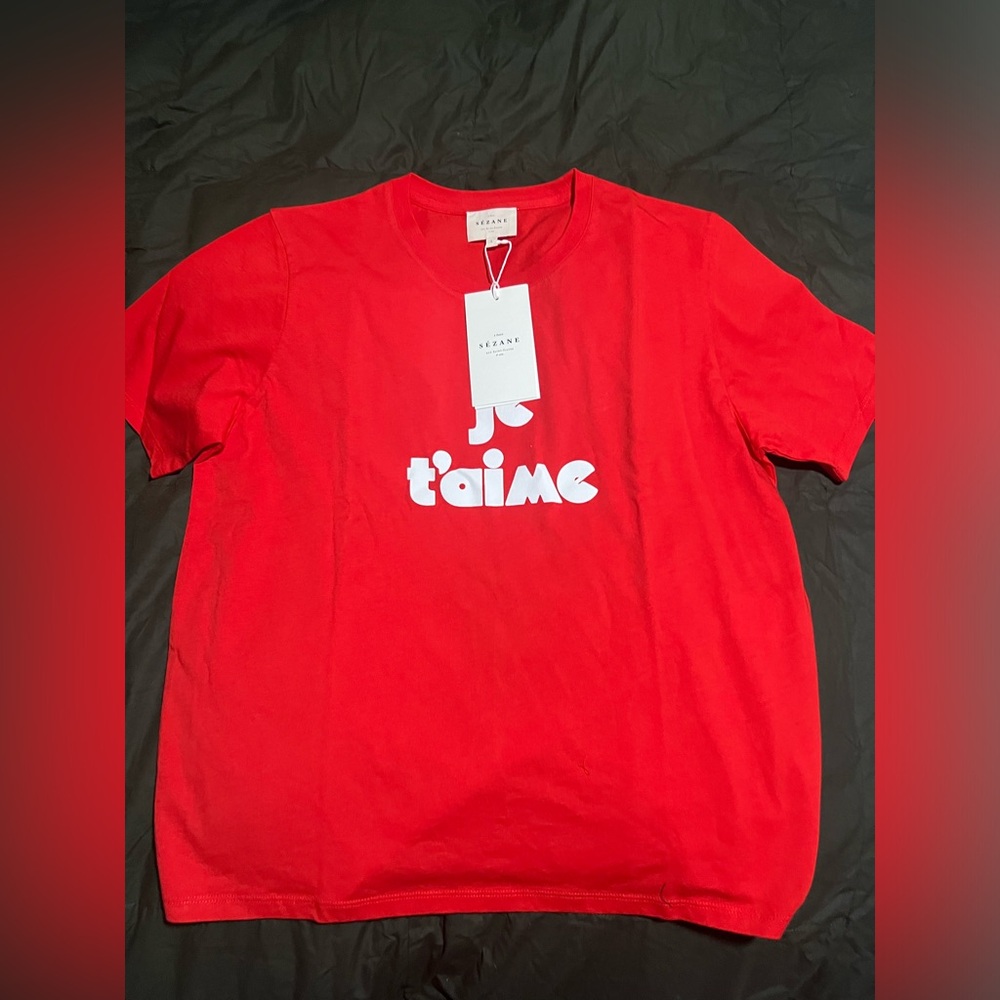 Sezane je’taime tee shirt size large brand new
